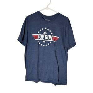 Top Gun Movie Graphic T-Shirt Mens Large Heather Navy Blue Short Sleeve Logo Tee